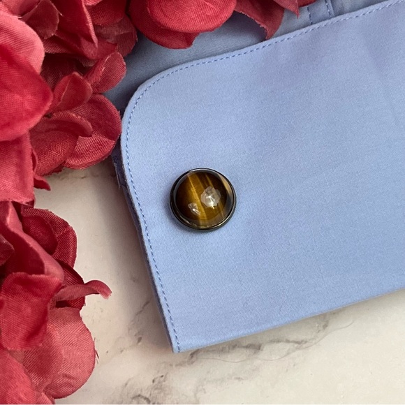 Elegant Round Brown & Gold Striped Tiger’s Eye Cufflinks - Picture 13 of 17